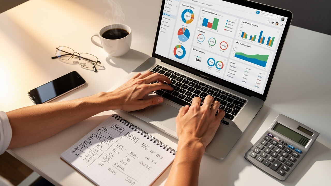 Business professional planning lead generation goals and targets