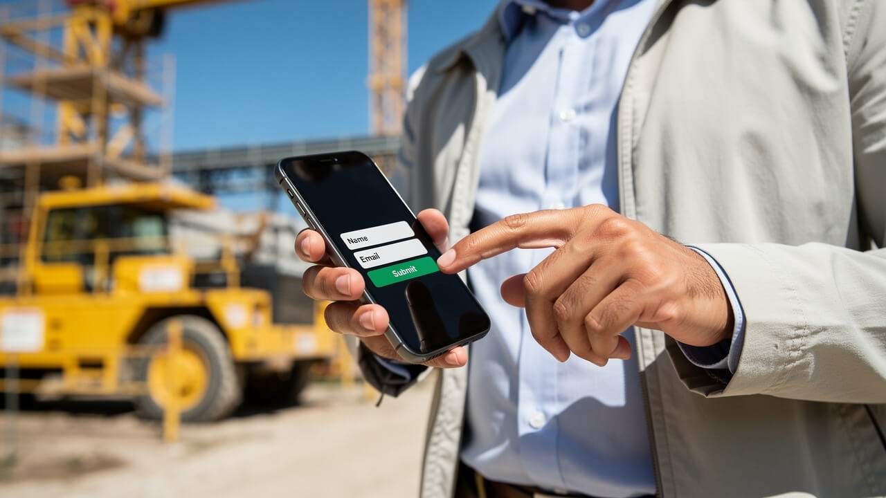Professional submitting lead form on mobile device