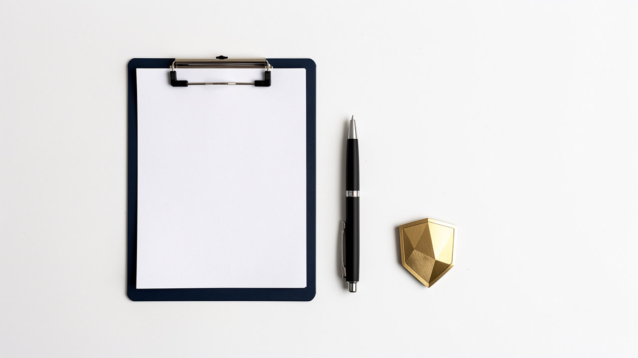 Clipboard and pen representing brand safety policy planning for advertisers