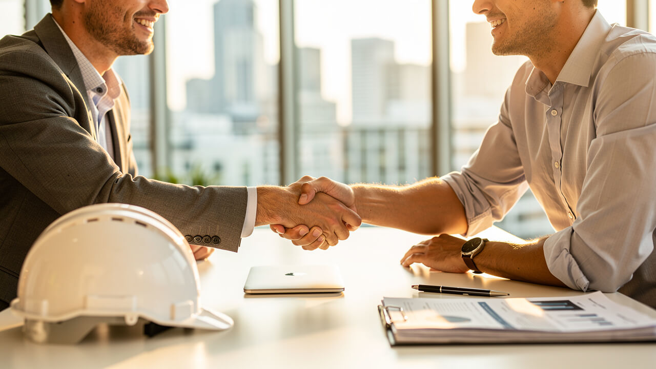 Trades business owner shaking hands with Edmonton digital marketing partner