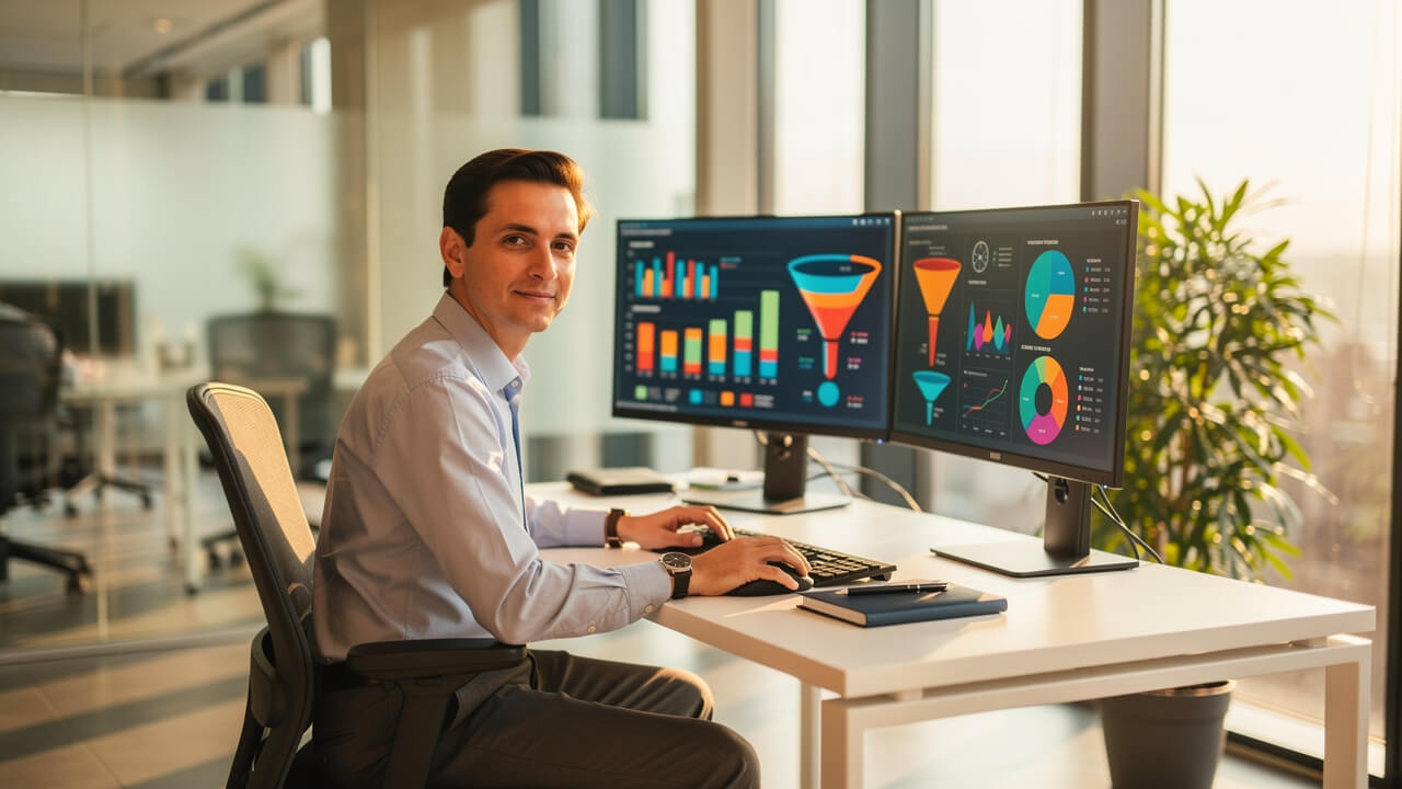 Digital marketing expert managing industrial PPC campaigns