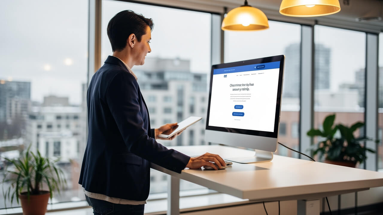 Marketing professional auditing ad copy and landing pages