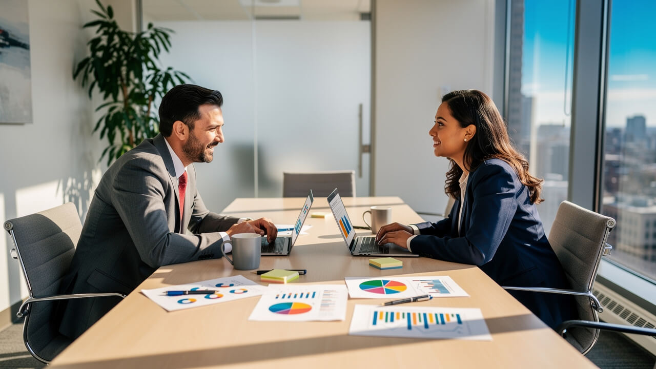 Digital marketing professionals planning automation strategy in Canadian boardroom