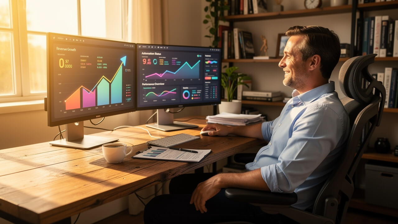 Canadian service business owner reviewing digital advertising ROI results