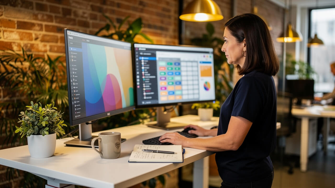 Digital marketing professional managing native advertising campaign strategy