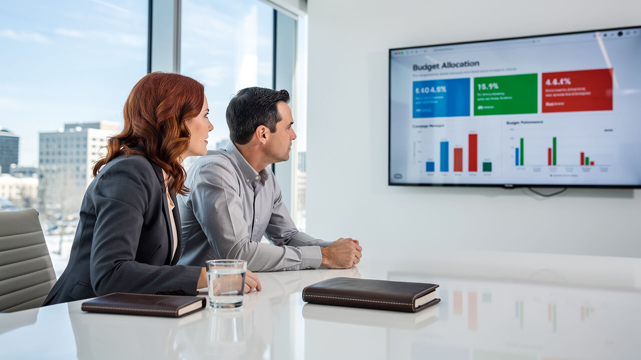 Business team reviewing Google Ads wasted spend and budget allocation