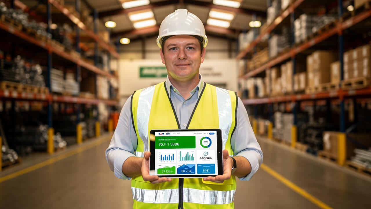 Industrial business manager reviewing scalable WordPress website performance