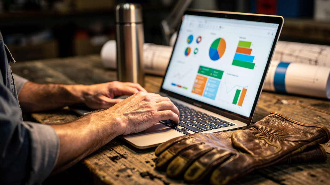 Trades professional researching keywords for Microsoft Ads