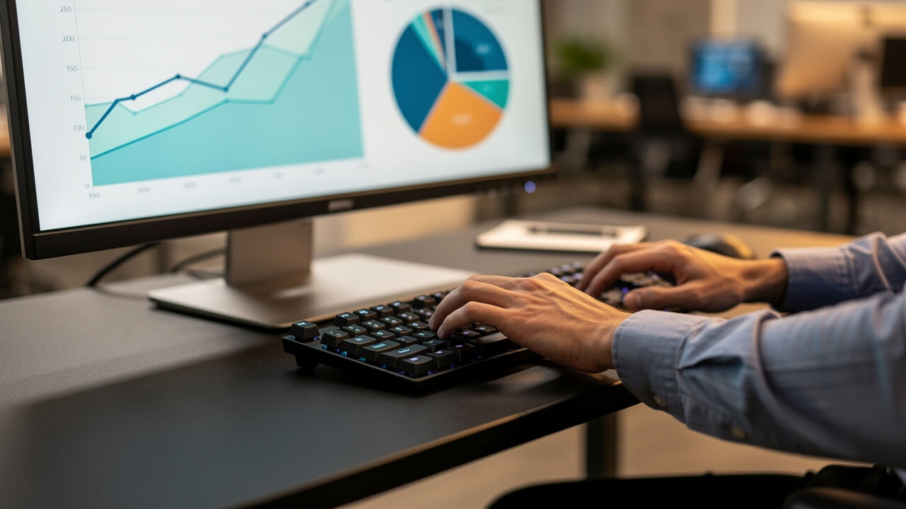 Marketer reviewing LinkedIn Campaign Manager analytics on desktop