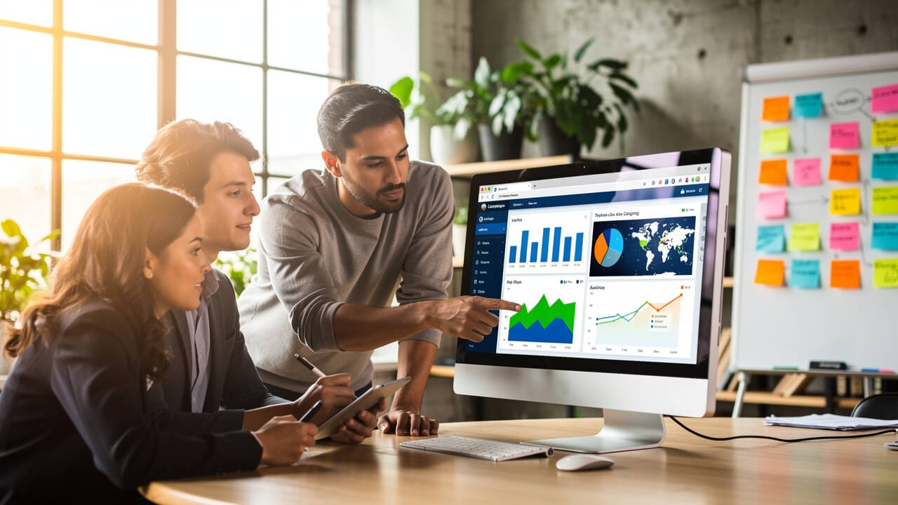 Digital marketing agency team managing Meta Ads campaigns collaboratively