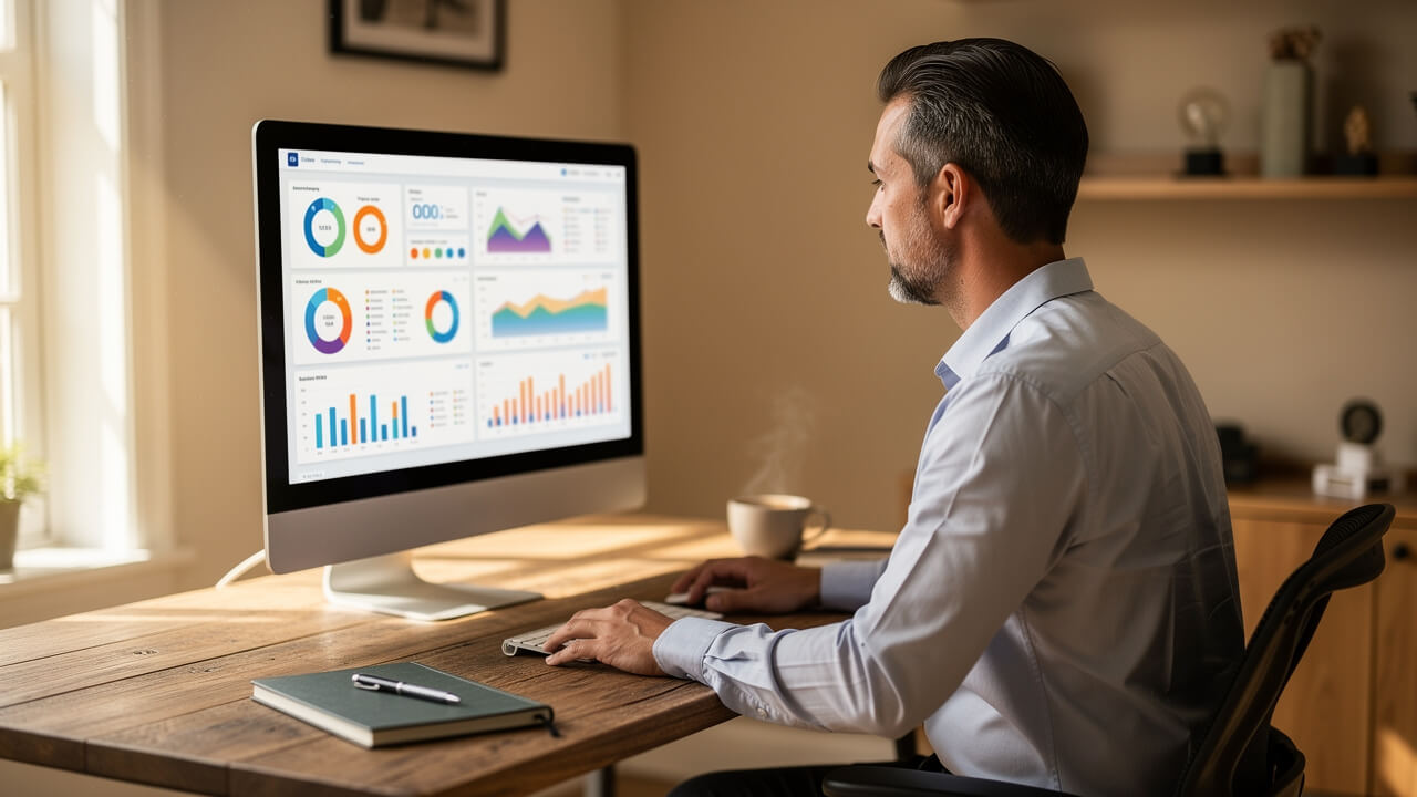 Business owner setting up Microsoft Ads account on desktop
