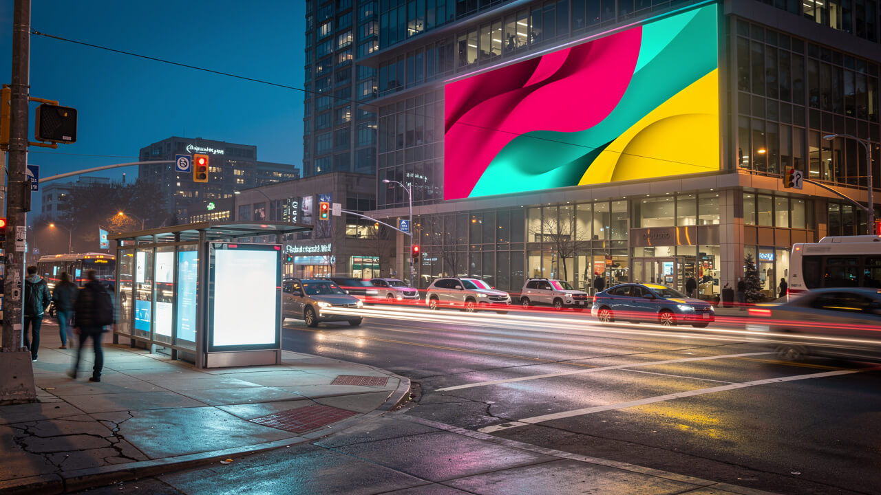Programmatic digital out-of-home advertising on city billboards