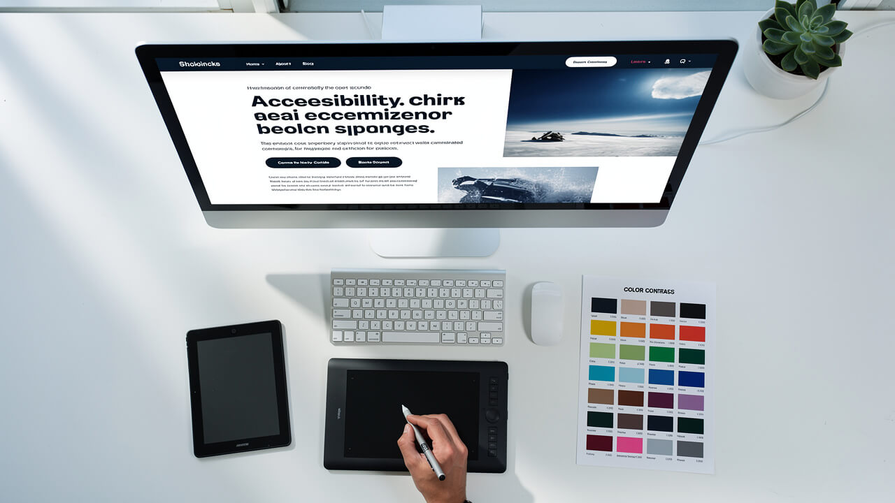 Web designer reviewing colour contrast for WCAG compliance