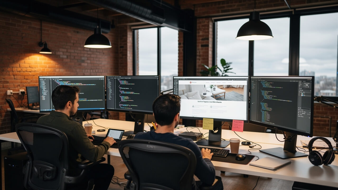Web development team auditing website accessibility standards in Canada