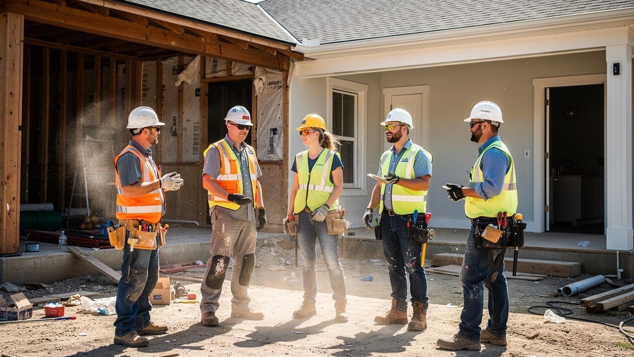 Construction team completing a quality residential project successfully