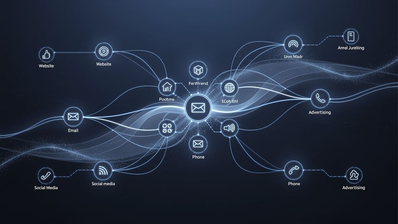 Interconnected network showing unified customer data across channels