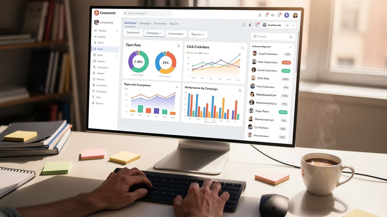 Email marketing platform showing predictive personalization and customer segments