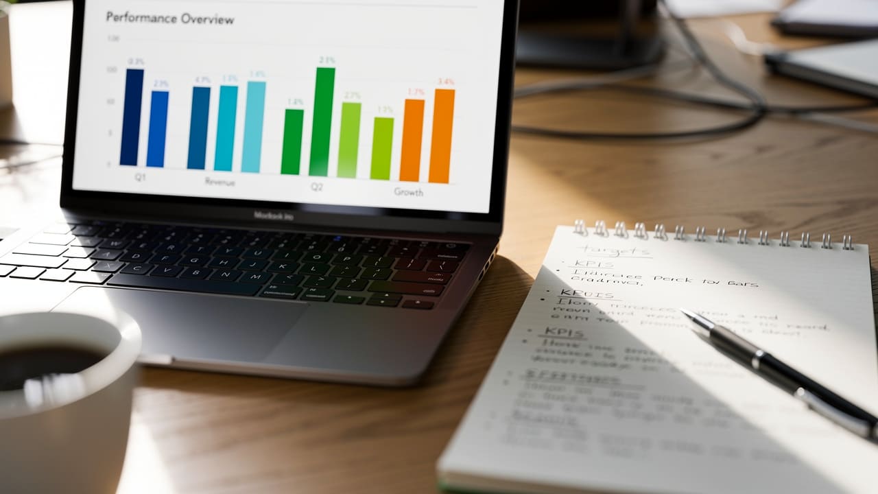 Computer screen showing Google Ads performance metrics and data charts