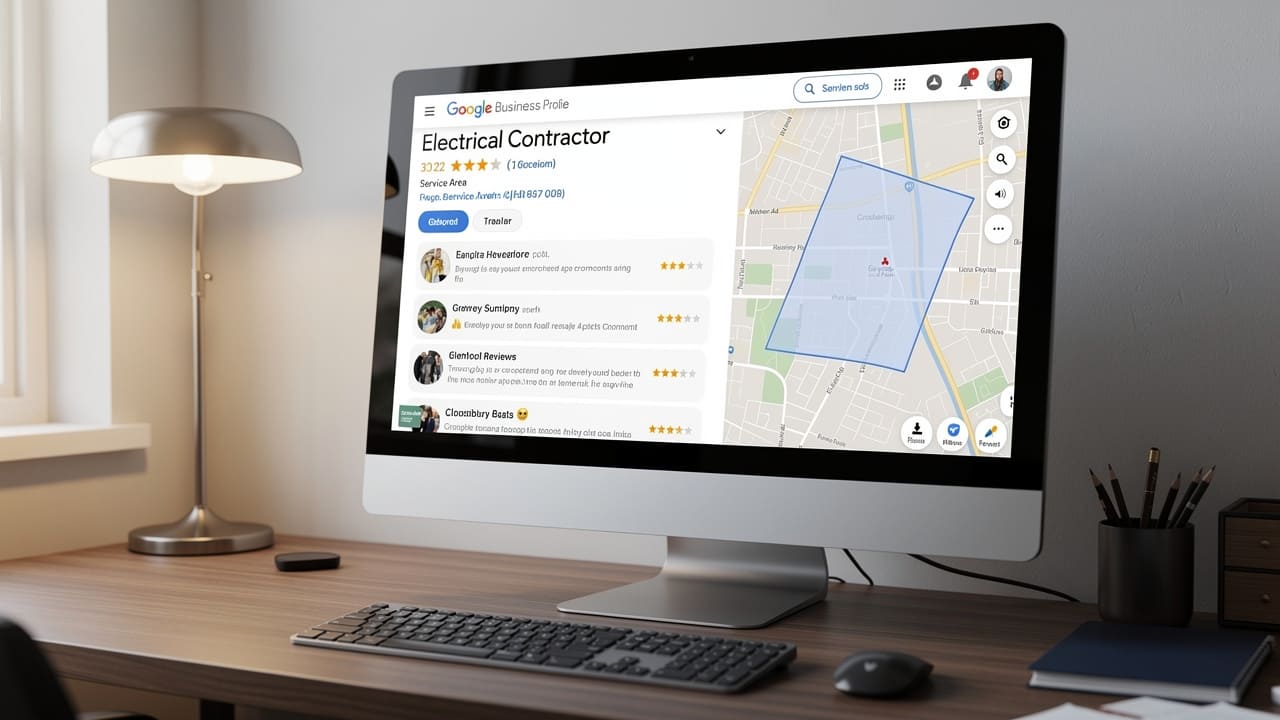 Google Business Profile displaying electrician's local SEO information