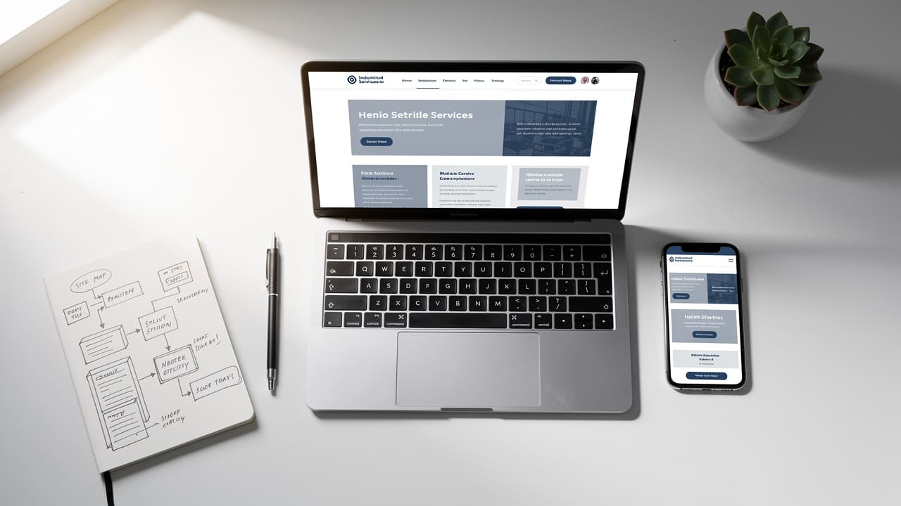Strategic website design planning for industrial companies on desk