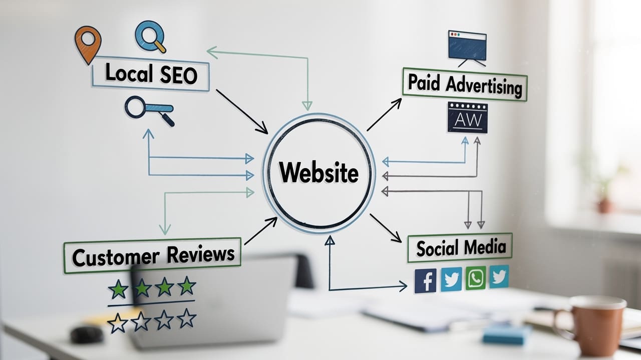 Website as hub of integrated trades business marketing system