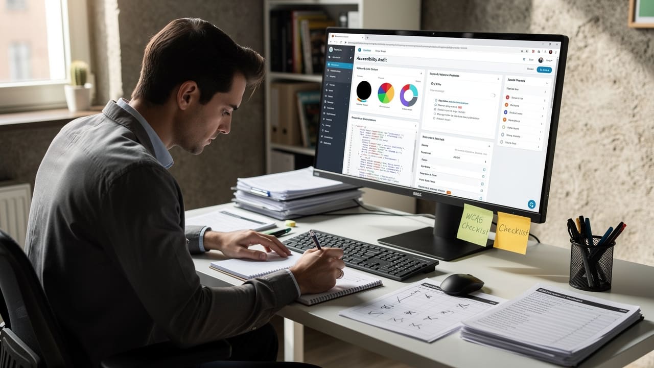 Professional conducting manual accessibility testing and documentation