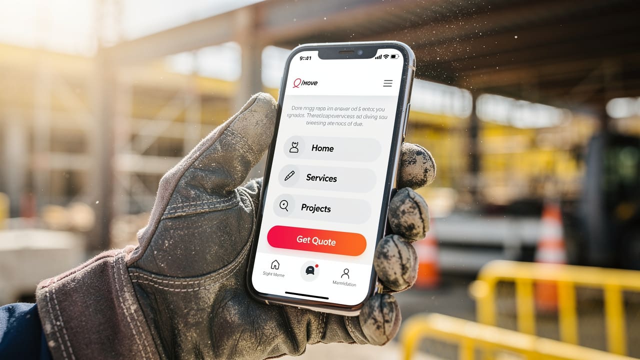 Mobile-optimized website viewed by construction worker on job site
