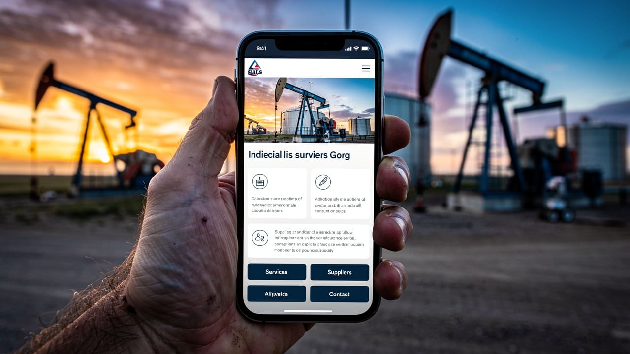 Field worker accessing industrial supplier website on mobile phone