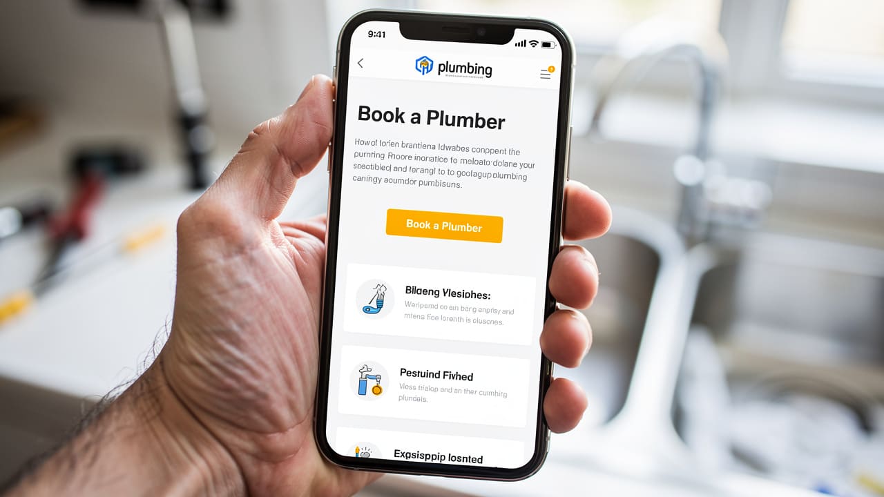 Mobile-optimized trades website displayed on smartphone screen