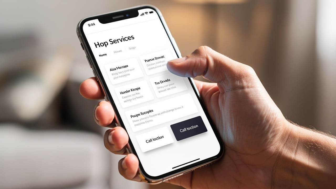 Mobile phone displaying responsive electrical contractor website
