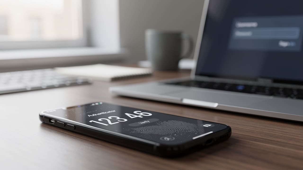 Mobile phone displaying multi-factor authentication code