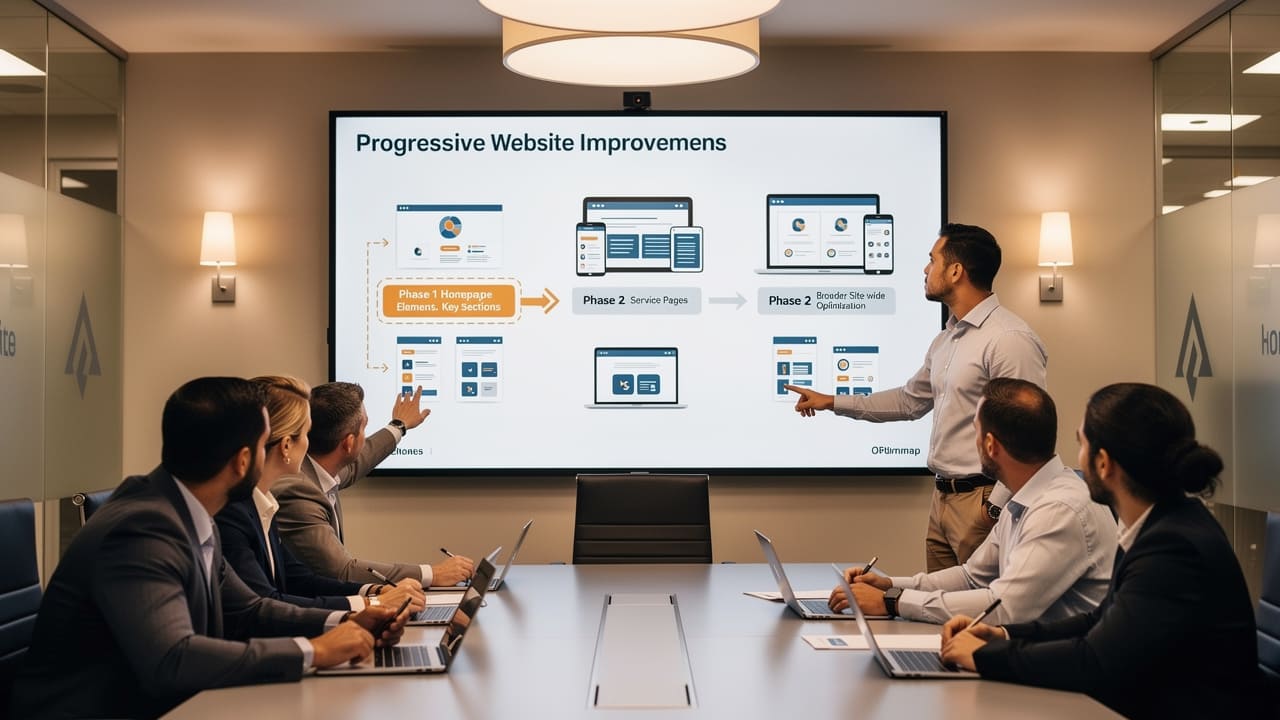 Strategic roadmap showing phased approach to website accessibility improvements