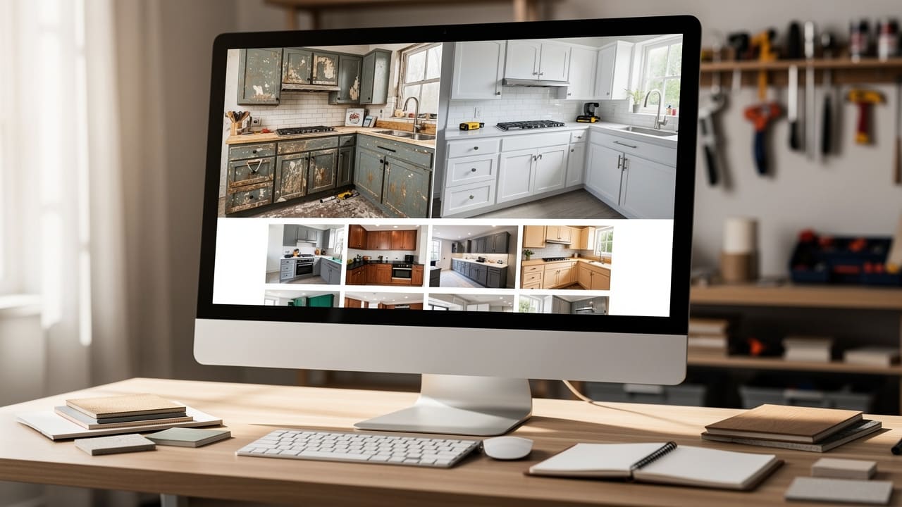 Before-and-after project gallery on construction contractor website