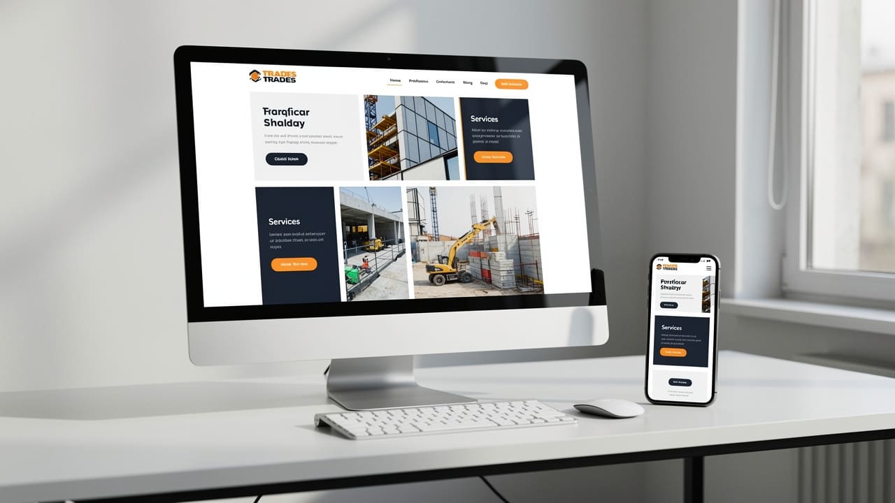 Professional website displayed on desktop monitor and mobile phone
