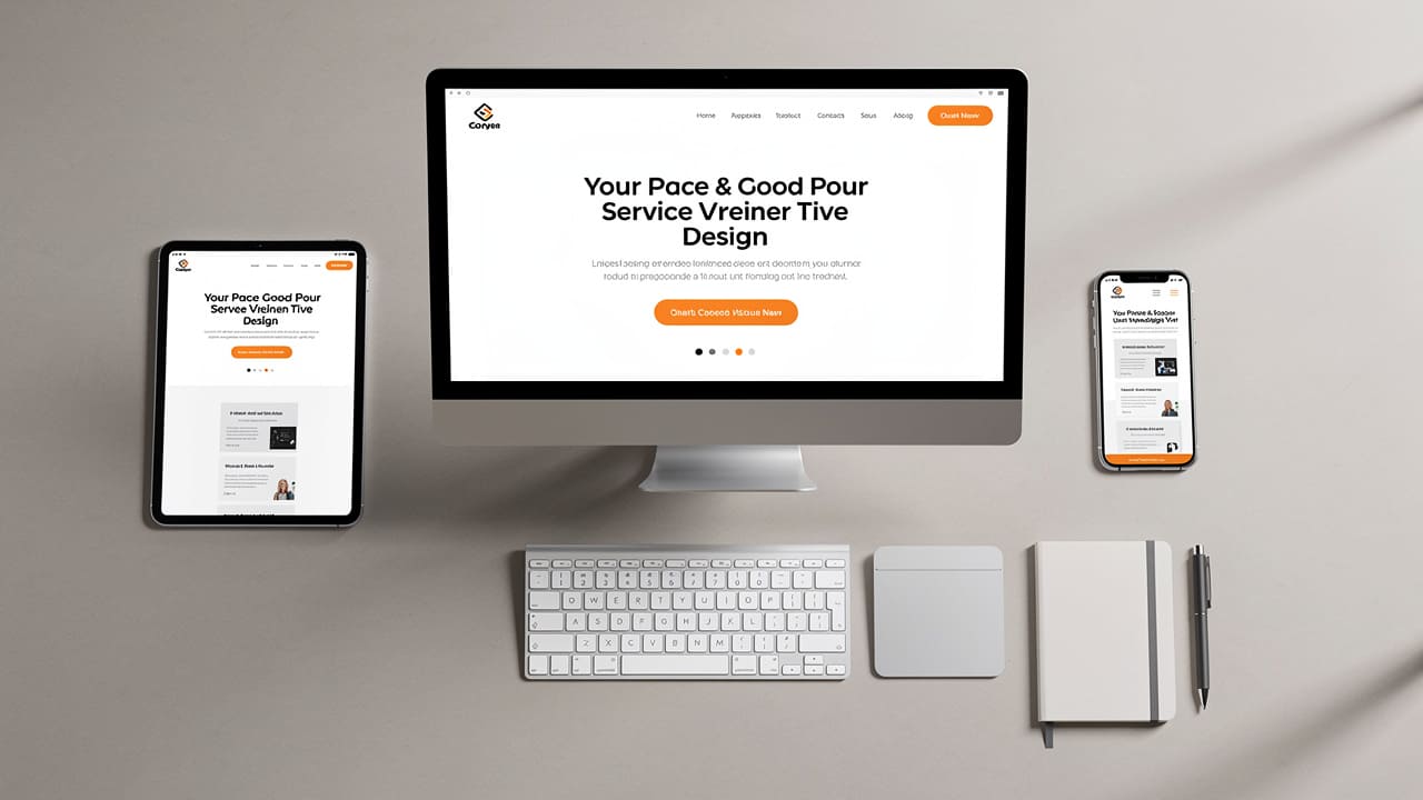 Modern website displayed across desktop, tablet, and mobile devices