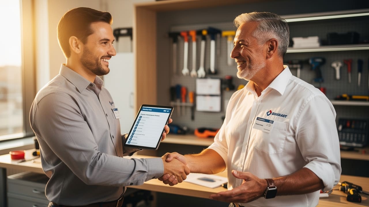 Satisfied customer and service provider continuing their successful relationship
