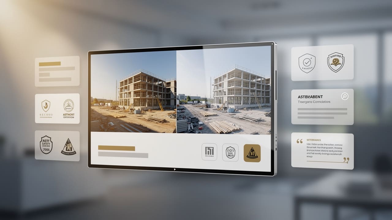 Construction project gallery with trust-building certification display