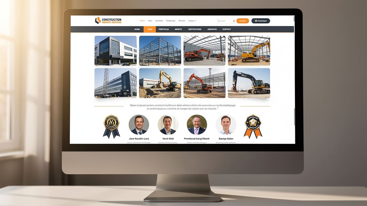 Website portfolio displaying project galleries and safety certifications for credibility