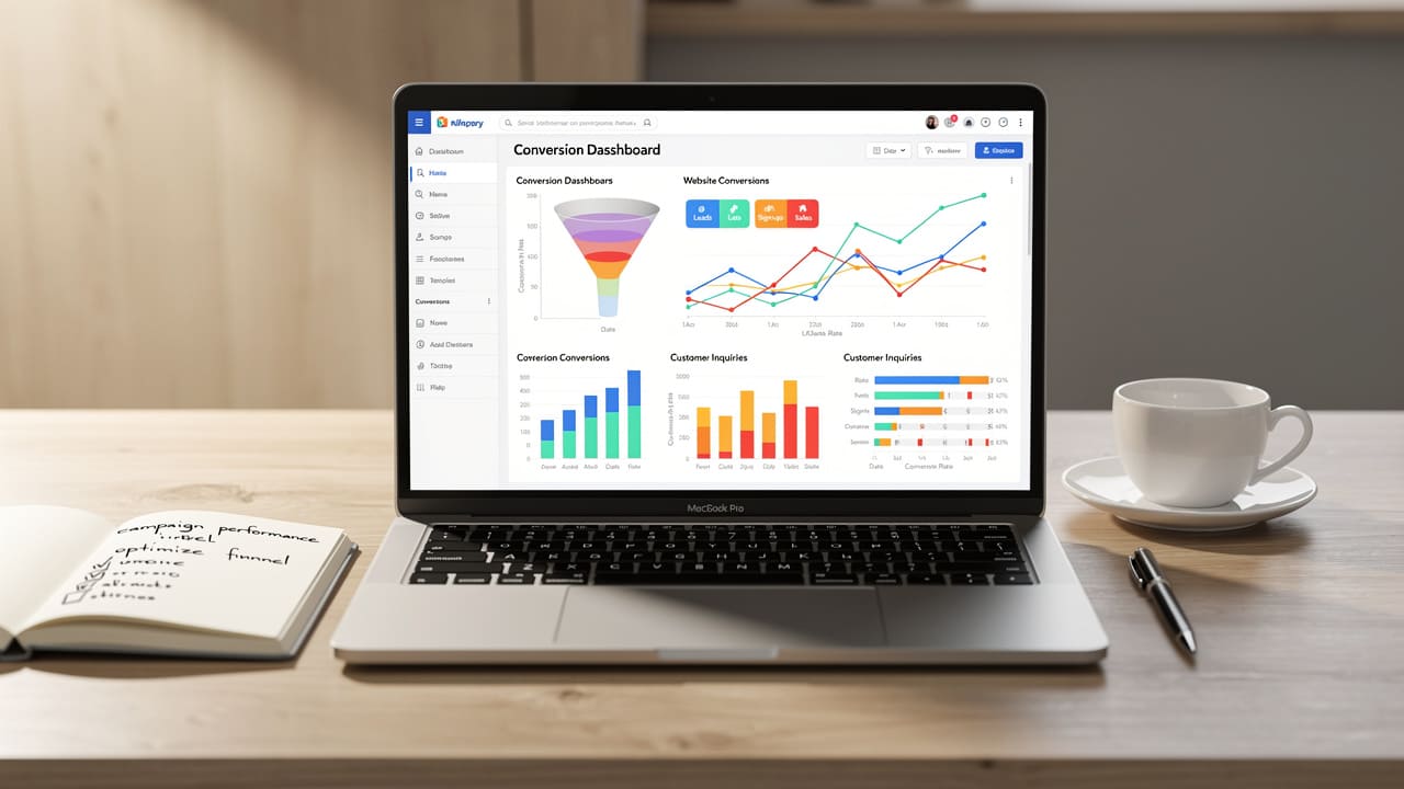 Analytics dashboard showing website conversion metrics and performance data