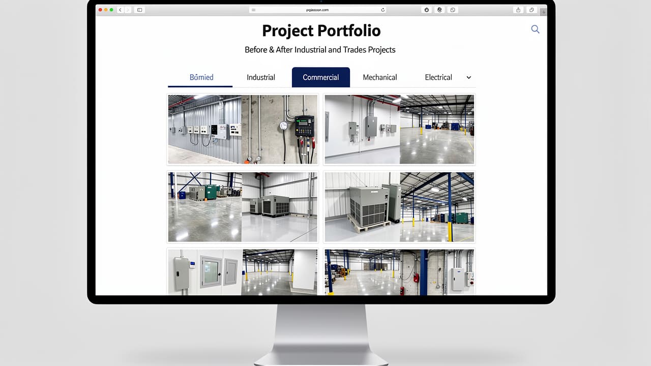 Professional project portfolio and before-and-after photos displayed on website