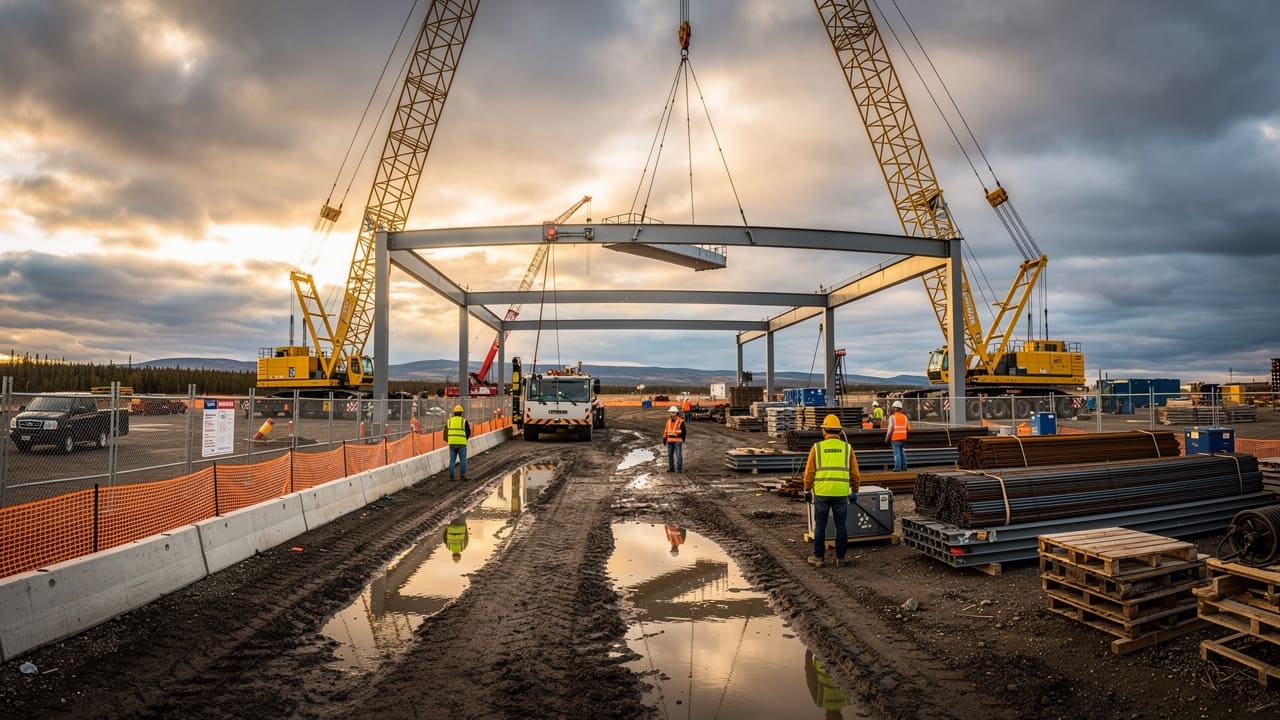 Large-scale industrial construction project site in Western Canada