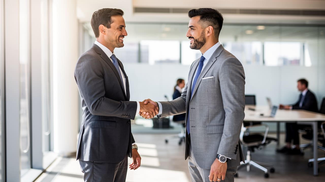 Business owner establishing strategic partnership with fractional CMO