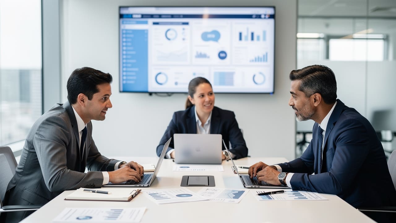 Strategic meeting between fractional CMO and business leadership